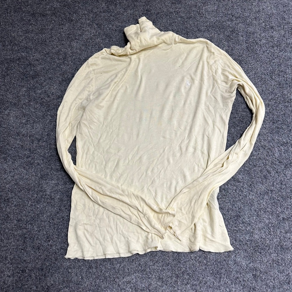 Ralph Lauren Turtleneck Womens Size XL Cream Yellow Lyocell Blend Long Sleeve